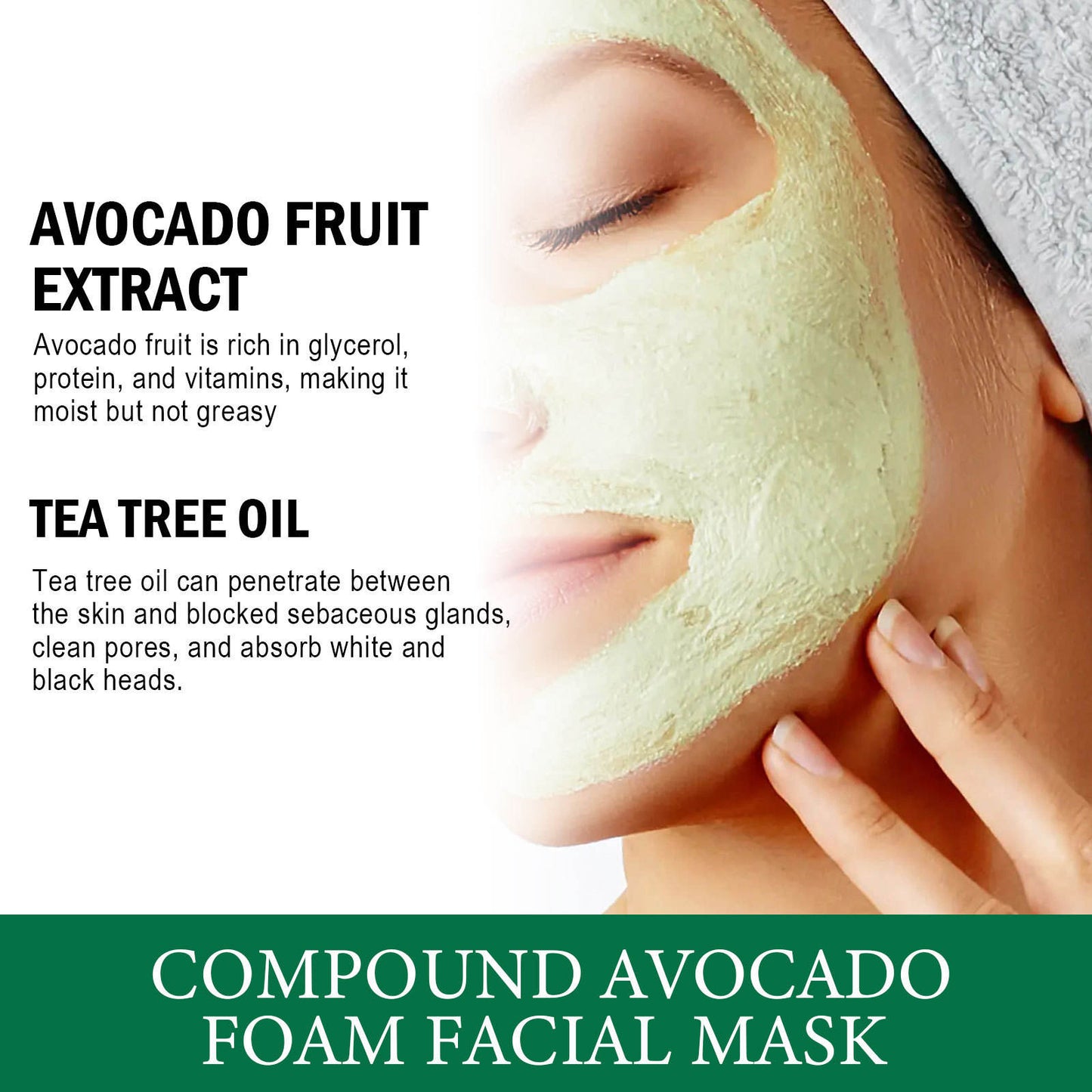 Oem Custom Logo 4g*12pcs Moisturizing Pore Cleaning Avocado Foam Face Sheet Mask Full Face Mask Facial Mask